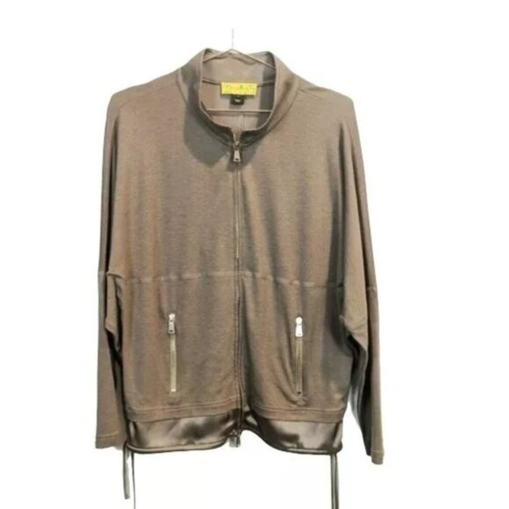 St. John Sport | Bomber Zip up Light Weight Jacket Brown Tan Taupe